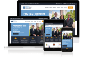 GBM Law, personal injury law firm, website displayed on multiple devices and channels