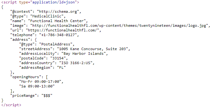 Screenshot of Structured Data in JSON-LD