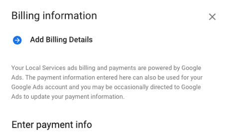 billing information