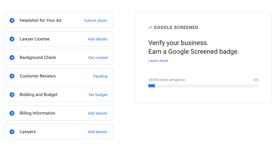 local services ads business verification screenshot