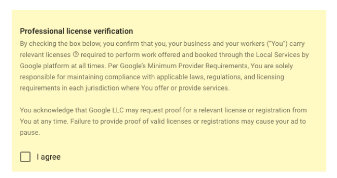 professional license verification screenshot